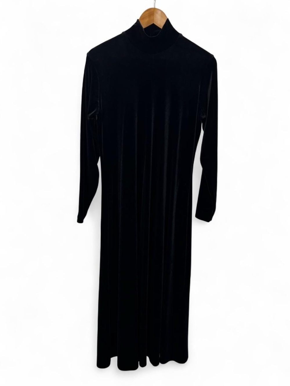VTG 90s Lauren Ralph Lauren Witchy Black Velvet Maxi Dress Womens L Goth Coven